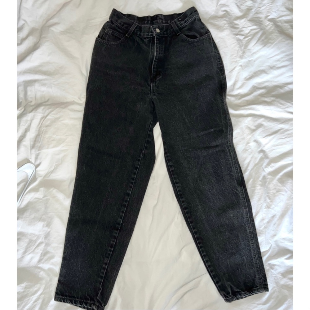Vintage 90s Gitano Black/Grey Wash High Waisted Taper Leg Jean Size 6